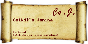 Csikós Janina névjegykártya